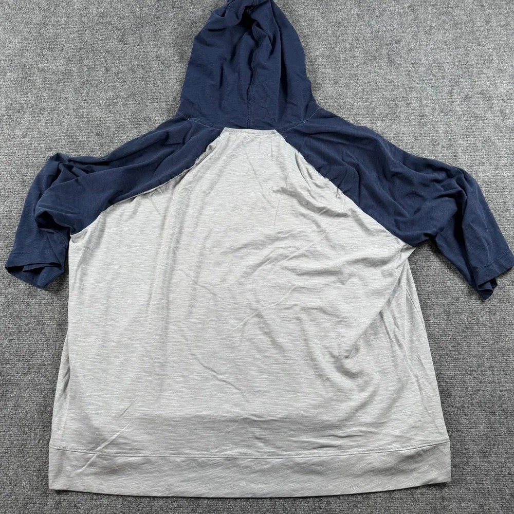 Nike Seattle Mariners Hoodie Mens 3XL Gray Navy Blue Raglan Slub 3/4 Sleeve